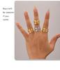 Qiong Yao Mixed Color Cubic Zirconia Open Ring C-shaped Earrings, 18K Gold Plated Stainless Steel Jewelry Set for Women
