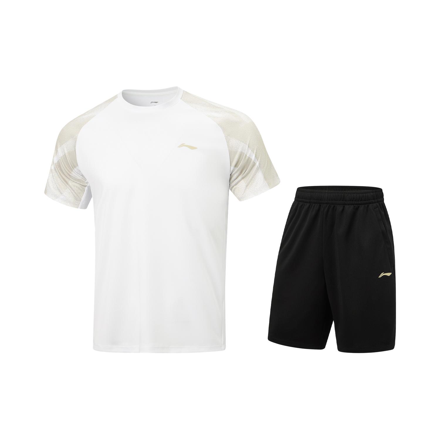 Li-Ning Quick-Dry Cool Ice Feel Round Neck Logo Sports Suit Men sportswear AWBW091-2 S