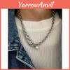 Geometric Stainless Steel Chain Necklace With Asymmetrical Design For Hiphop Style Fans