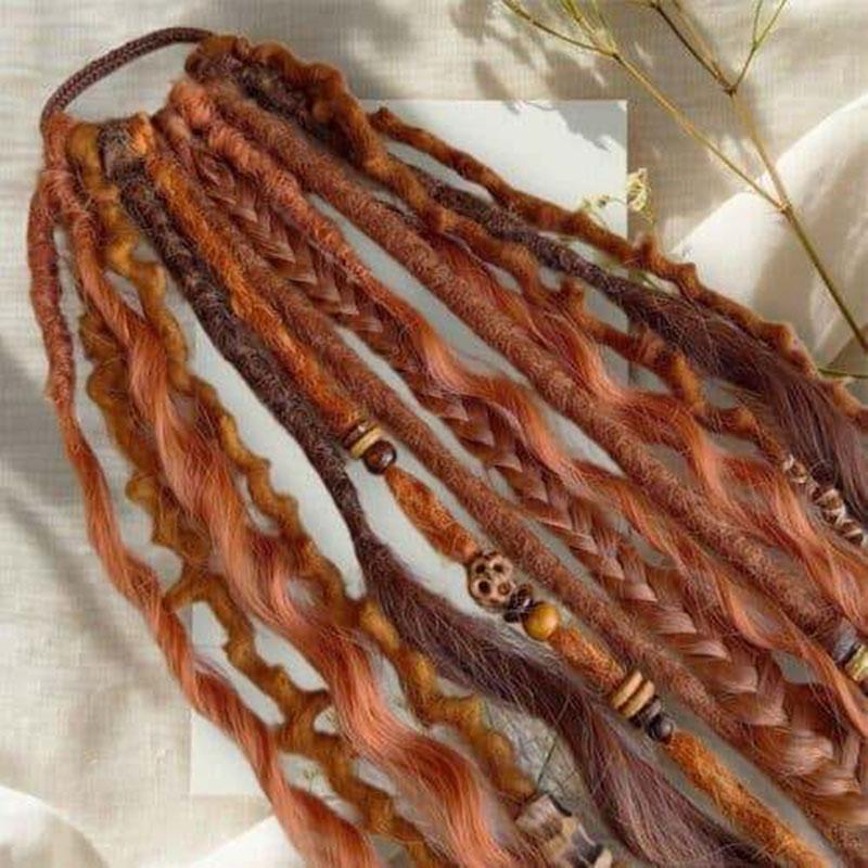 Elastyczny Nowy Dredowany Kucyk Boho Z Gumką Przedłużenia Dredowanego Kucyka DIY Zaplatany Przedłużenie Kucyka Damskie Akcesoria do Włosów 50CM brown