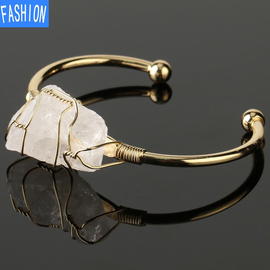 Natural Crystal Bangle Large Irregular Crystal Winding Bracelet Women Jewelry Gift