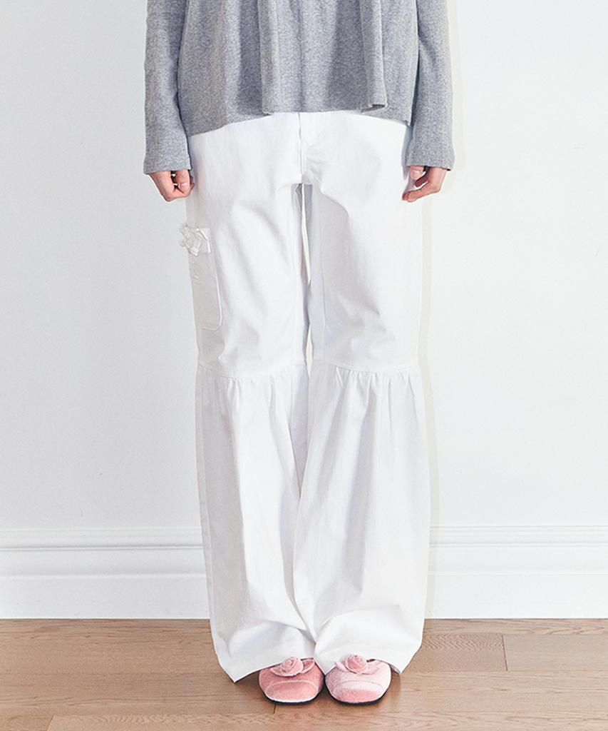ILLIGO Shirred Bootcut Pants White