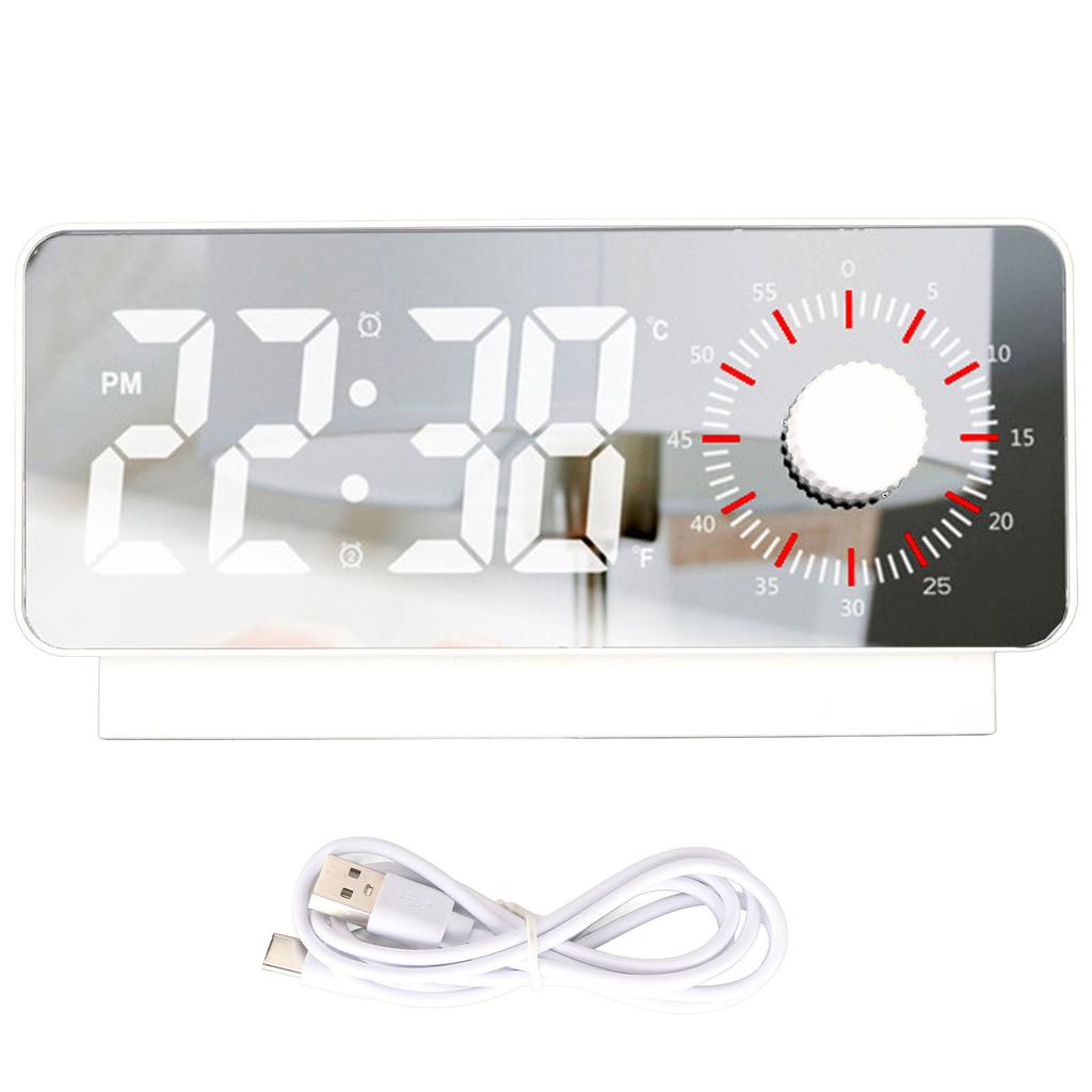 Digital Alarm Clock Dual Display 2 Adjustable Brightness Green Number 12H 24H LED Electronic Clock w