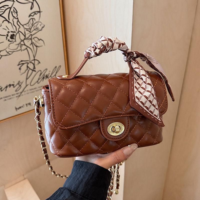 Rhombus Chain Bag Women's Autumn and Winter New Casual Niche Messenger Bag Portable Small Square Bag