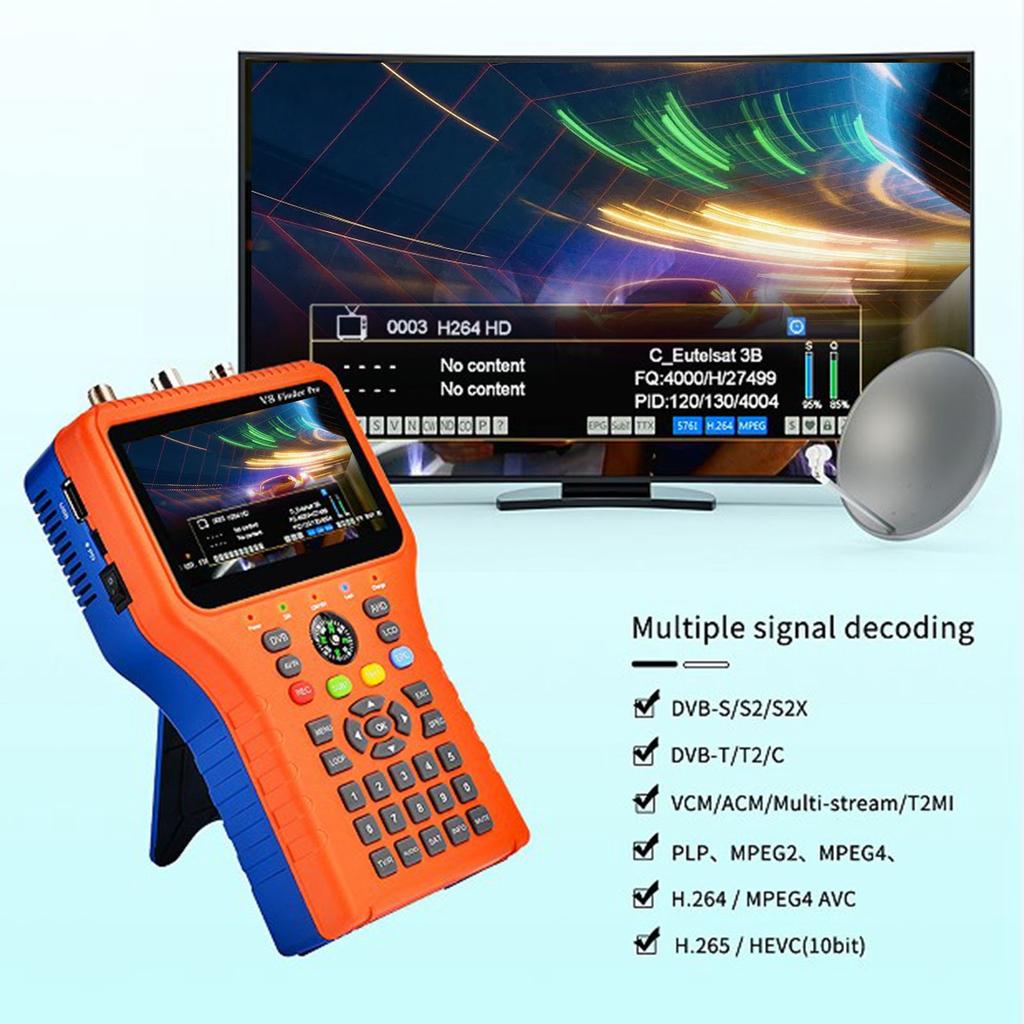 Digital Satellite Finder Satellite Finder V8 FINDER PRO2 FTA DVB S2X Signal Meter with 4.3inch LCD Screen Function