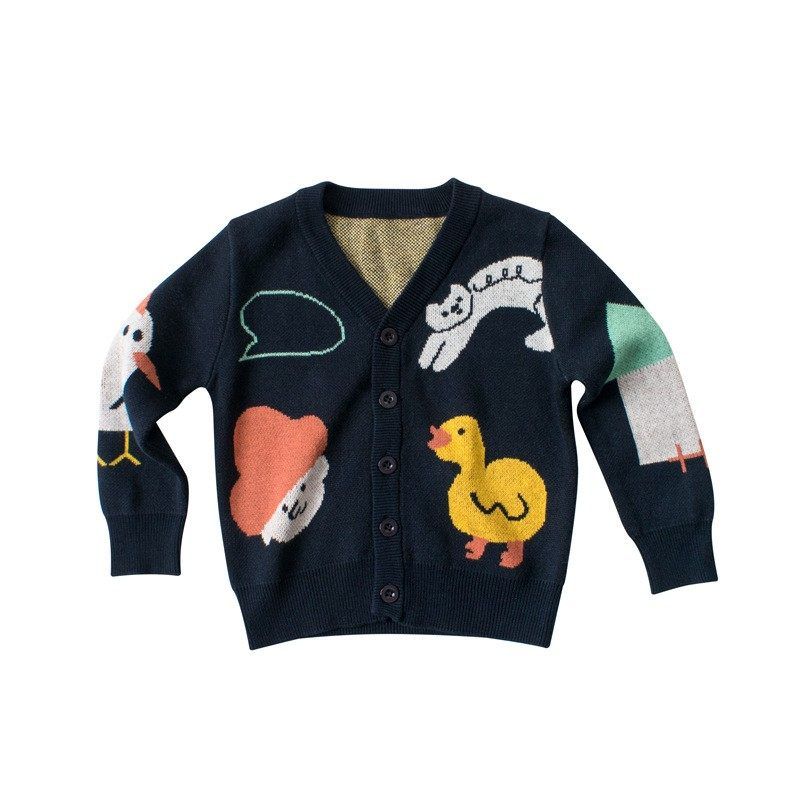 27Kids Korean Coat Alpaca Cotton Knitwear Cotton Children s Clothing Royal Blue 140