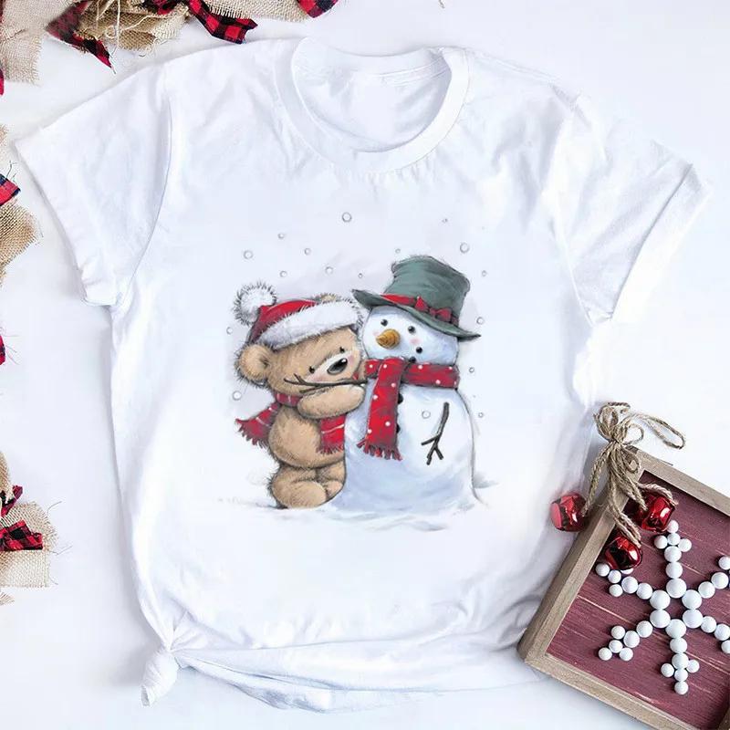 Women Tshirts Merry Christmas Tree Print Red Top Femal New Clothing Short Sleeve Fashion Harajuku Kawaii T-shirt Y2K Clothing