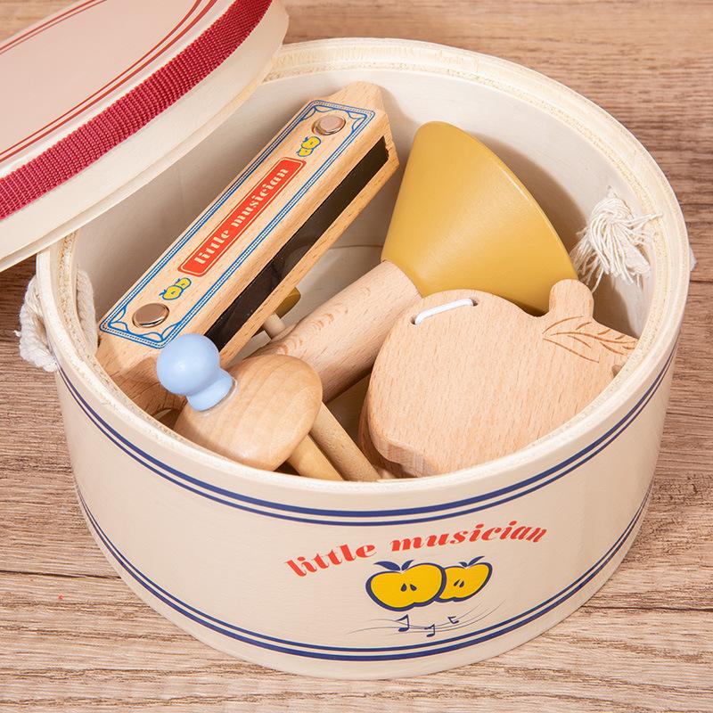 Wooden Early Education Little Musician Orff Drum Knocking Harmonica Cingboard Sensory Children's Musical Instruments Suit Educational Toys