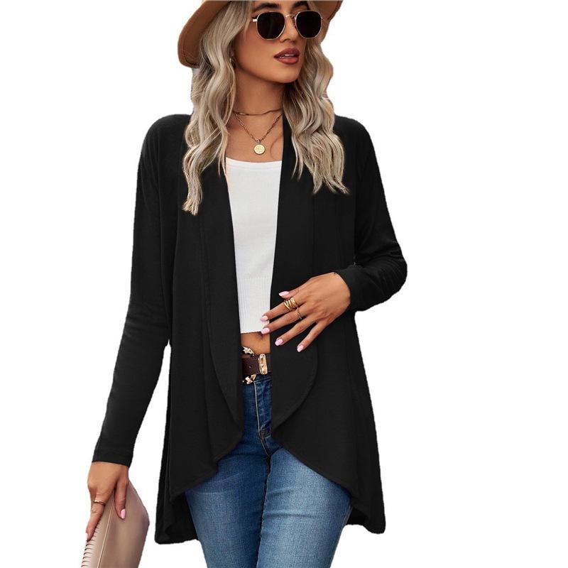 2025 European & American Autumn/Winter Women's Long-Sleeve Solid Color Loose Cardigan