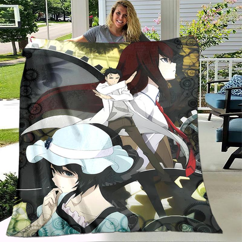 Steins;Gate printed throw blanket—lightweight,soft,warm;versatile blanket all seasons—perfect air-conditioning throw,nap blanket