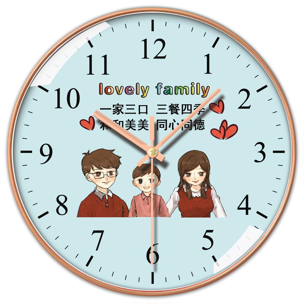 10 Inch 25cm Wall Clock Silent Family Living Room Warm Family Bedroom Clock Living Room Creative