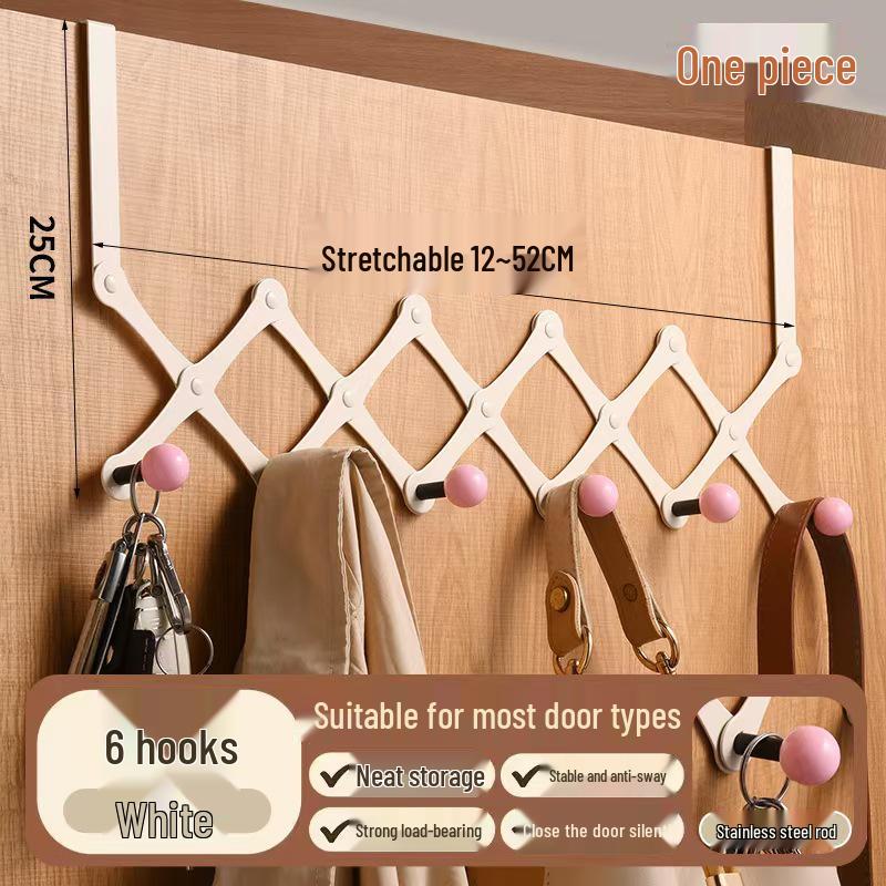 Door-Mounted Foldable Bag & Coat Rack with Stainless Steel Hooks