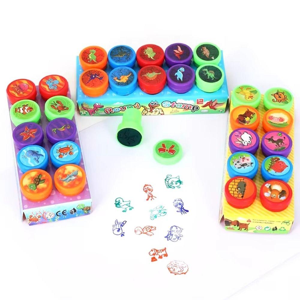 10/12/26Pcs Self-ink Children's Self-stamp Set  for Children Treasure Box Prize Birthday Party Gift