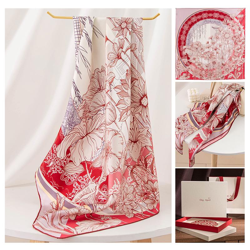 Summer new mulberry silk silk scarf women's outer scarf shawl square scarf versatile cross-border