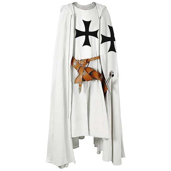 

Мужской средневековый рыцарь крестоносец тамплиер гербовая накидка на Хэллоуин с капюшоном плащ мантия косплей ренессанс S белый