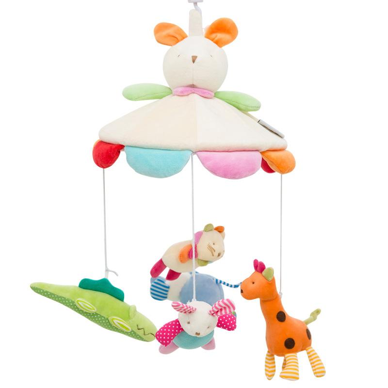 Newborn Children Soothe Early Education Fabric Art Plush Bedside Bell Music Remote Control Rotating Crib Wind Chimes Baby Toys