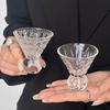 Retro Gem Pattern High Stem Glass Cup for Ice Coffee Juice Bubble Water Drinkware Nordic Sle Pure Color Universal Cup