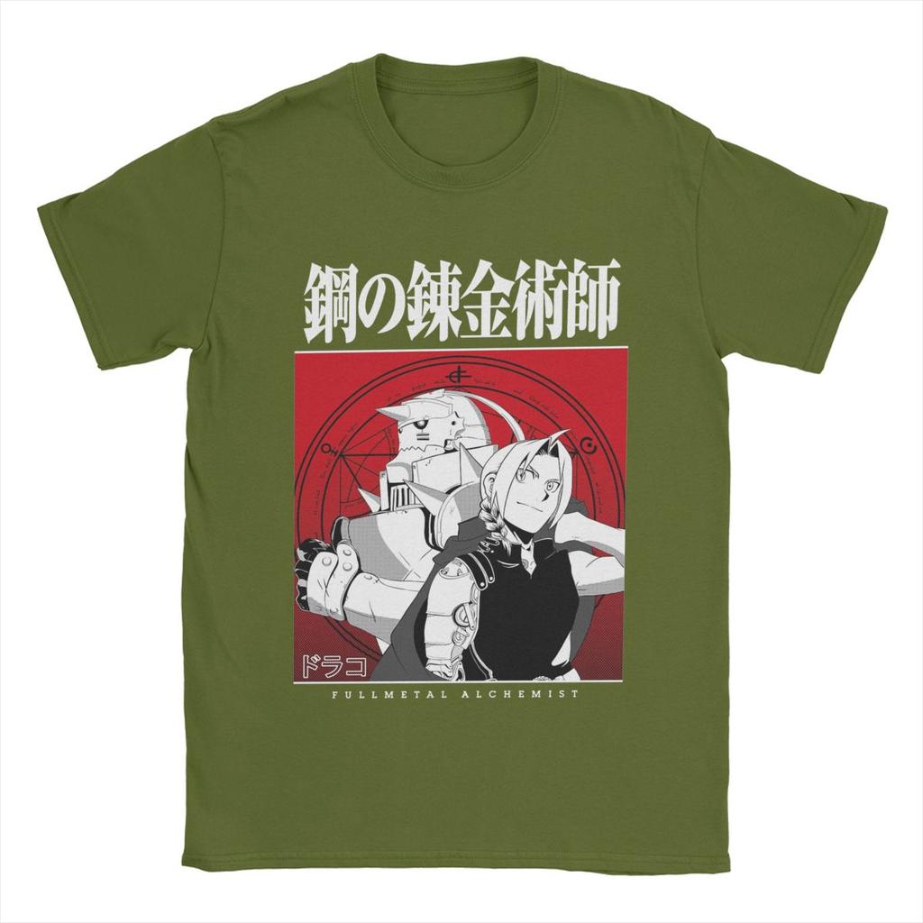 Fullmetal Alchemist T-Shirt Herren Baumwolle Geniales T-Shirt Rundhals Anime T-Shirts Kurzarm Kleidung Geschenkidee