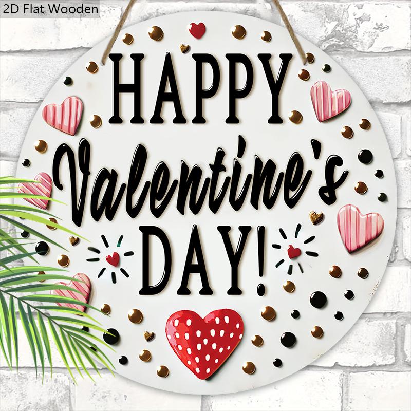 Happy Valentine's Day Wooden Sign - Unique Decorative Hanging Plaque with Romantic Love Pattern - Ideal Gift for Couple