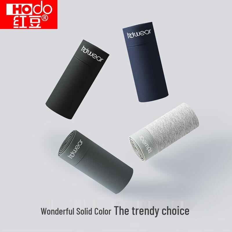 Hongdou Men's Antibacterial Cotton Blend Boxer Briefs (4-Pack)