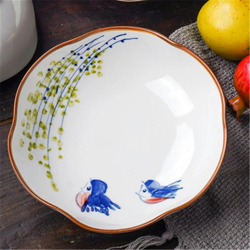 Ceramic Refreshment Tray Zen Dessert Plate Exquisite Vintage Teahouse Tea Table Fruit Tray Dishes Snack Chinese Style Fruit Tray