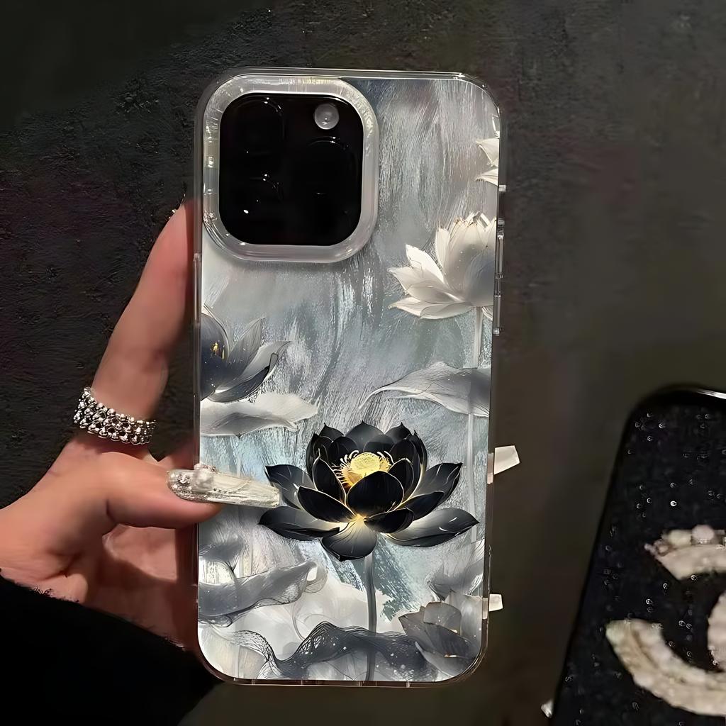 Black Golden Lotus Flower Phone Case for Oppo Realme C71 C75 C65 C63 C67 C55 C53 15 15T 14 13 12 11 C35 C33 Pro Plus 4G 5G Cover