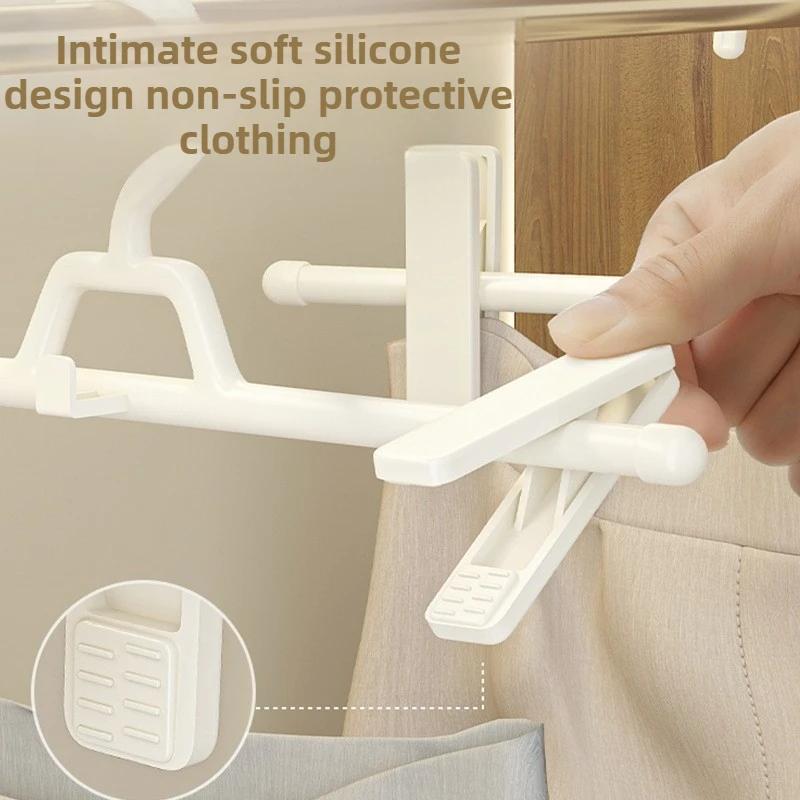 Efficient Pants Rack: 5-Tier Foldable Hanger with Non-Skid Clips & Adjustable Length for Skirts/Trousers Storage Household