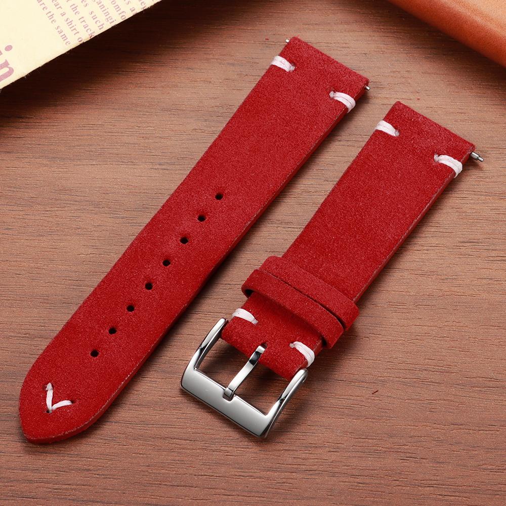 Genuine Suede Leather Watch Strap Vintage Brown Watch Band 18mm 20mm 22mm Quick Release Watchband for Omega Business Wristband