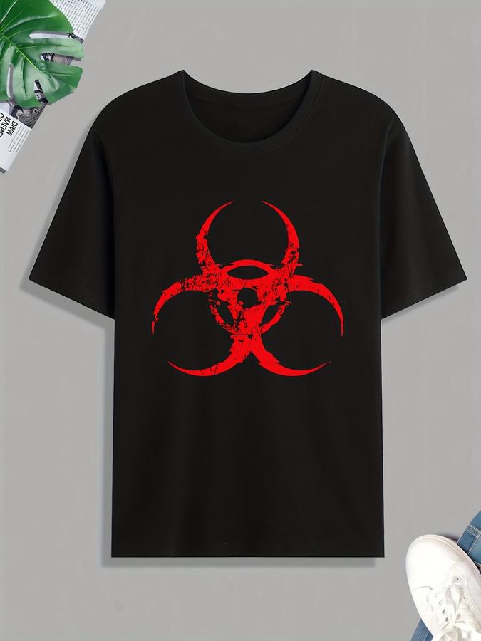 Biohazard Symbol Print T Shirt Tees For Unisex Casual Short Sleeve Tshirt For Summer Spring Fall Tops As Gifts