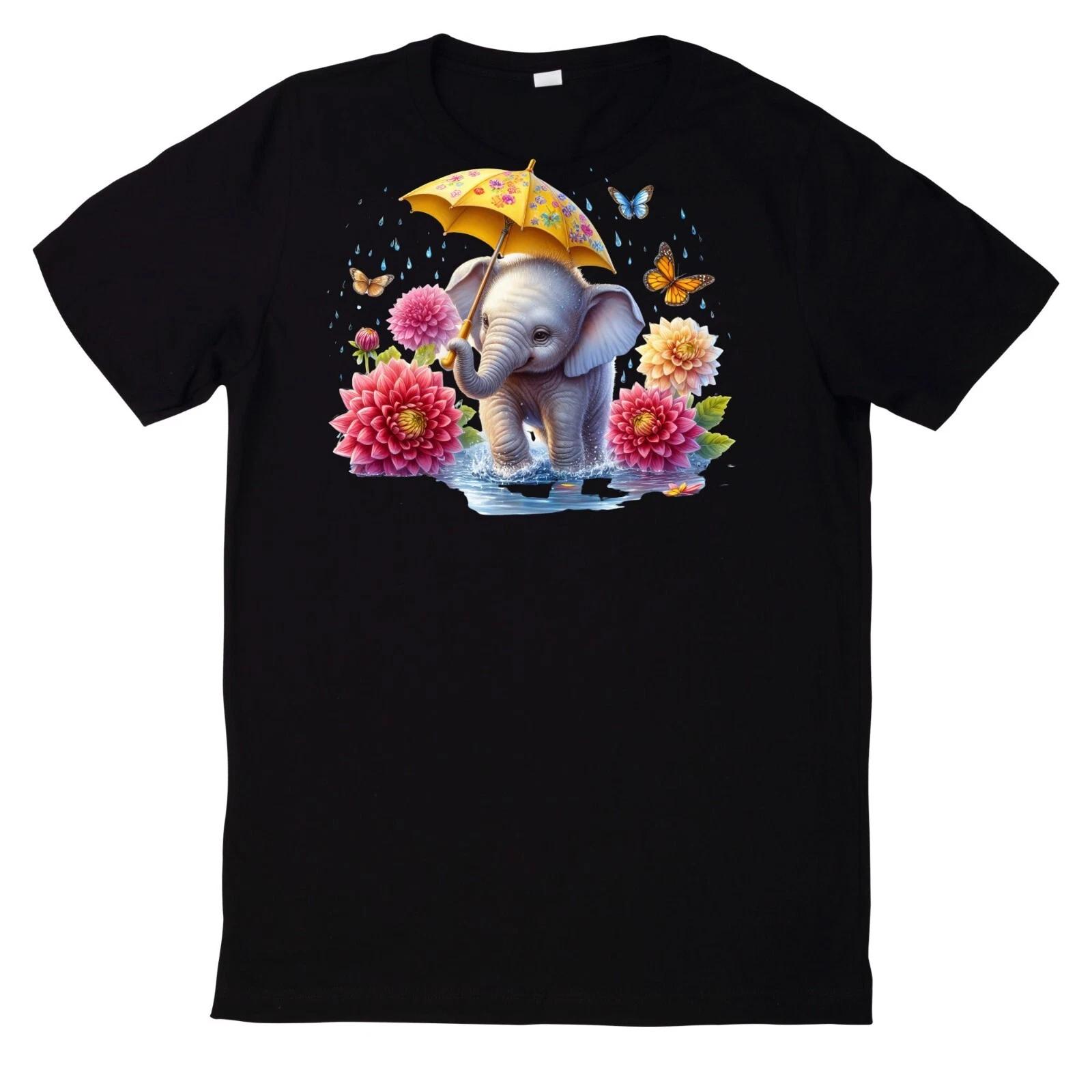 T-Shirt Niedlicher Elefant unter dem Regen Motiv XXL
