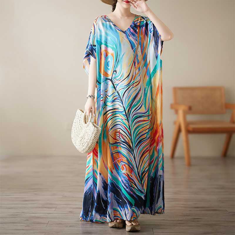 Women's Casual Retro Cotton and Linen Beach Dress