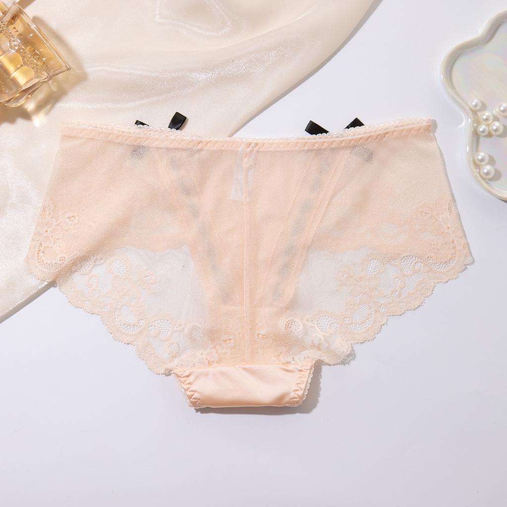 Decorațiune cu Fundă din Panglică Chiloți cu Talie Joasă Model Triunghi Culoare Contrastantă Chiloți de Damă Lolita