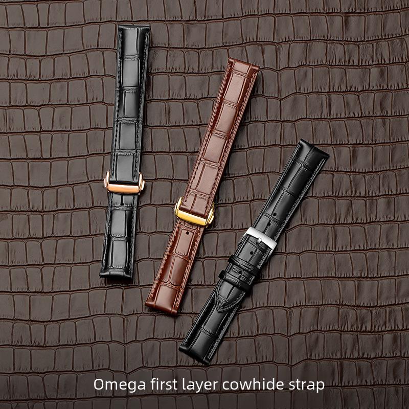 Omega Seamaster Genuine Leather & Bamboo Butterfly Strap - Men's & Women's Cowhide 20mm.