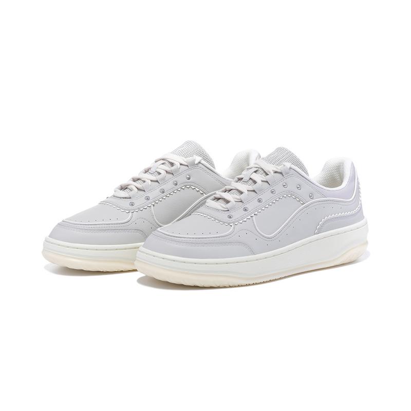 Li-Ning 1990 Classic Series Fashion Sports Comfortable Versatile Cushioning Low-Top Skate Shoes Women Sneaker Water-Droplet-Gray ALHV020-2