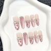 10pcs Handmade Press on Nails Pink Butterfly Design Fake Nails Wearable Reusable Glitter Cat Eye Sweet Korean False Nail Tips