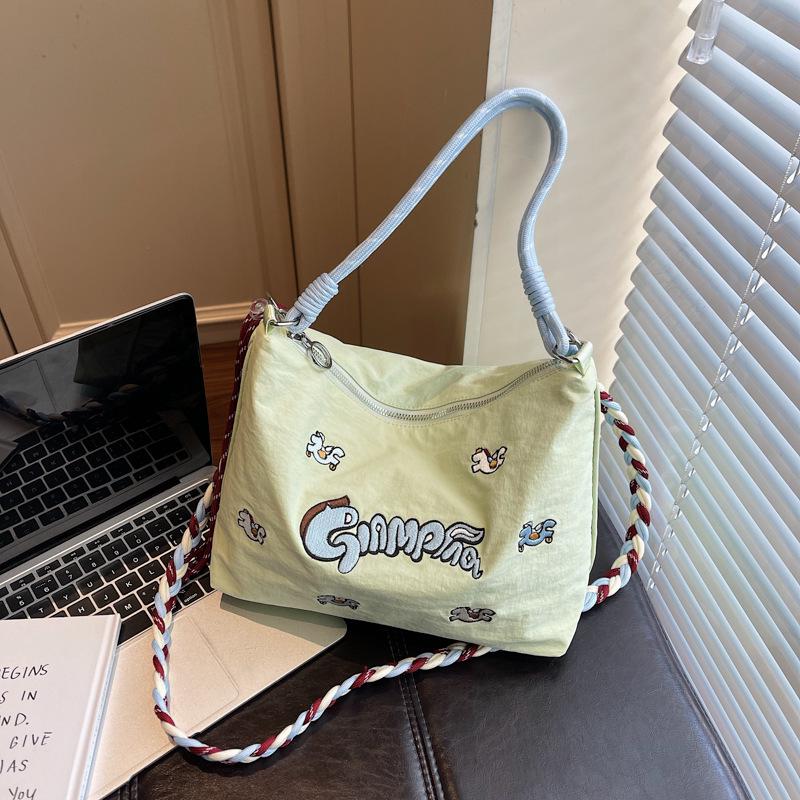 Spring Eco-friendly Japanese Embroidery Women's Versatile Shoulder & Crossbody Tote Bag