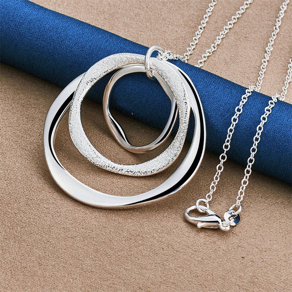 925 Sterling Silver 16-30 Inch Exquisite Circular Pendant Necklace for Women's Fashionable Wedding Jewelry Gifts