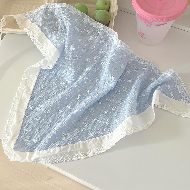 Headscarf summer women's pastoral triangle scarf literary retro crochet triangle scarf hat Y2K hot girl girl children hollow bud