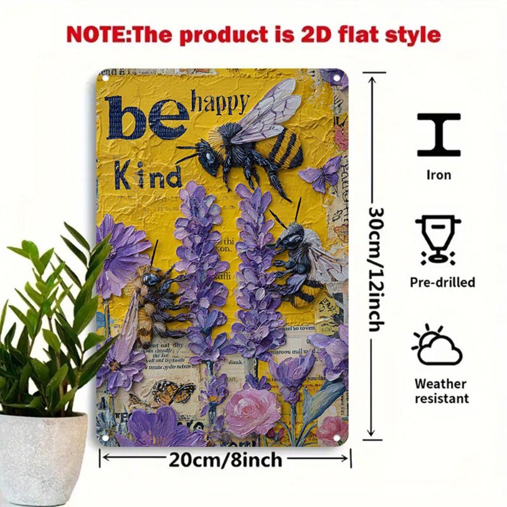 Metal Sign Bee Flower Nature Sunflower 20x30cm Wall Decor