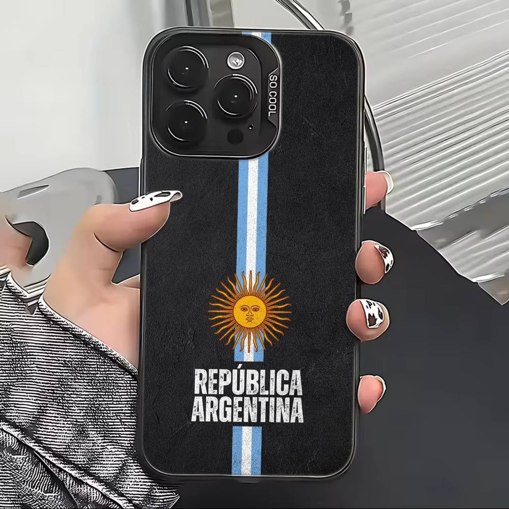Argentina Football Support Flag Phone Case For iPhone 17,16,15,14,13,12,11 Plus,Pro Max,XS,Colored Silver Plated Inside Cover