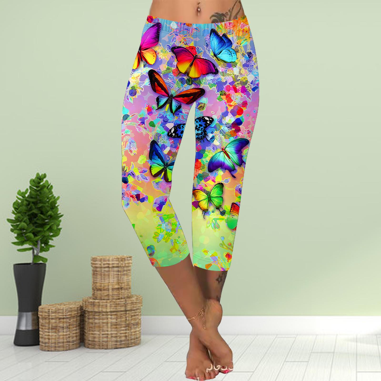 

Брюки летние короткие леггинсы укороченные узкие брюки леггинсы больших размеров женские облегающие брюки с принтом розовых цветов и бабочек 3D XL розовый