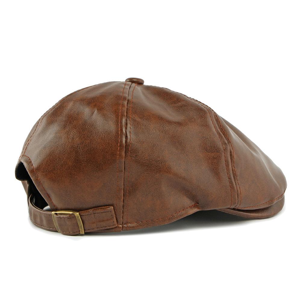Autumn Winter Hat Men's Retro Leather Beret British Progressive Hat