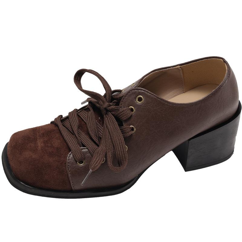 Retro versatile British style thick heel deep mouth single shoes women's summer 2025 new model with skirt high-end small single shoes