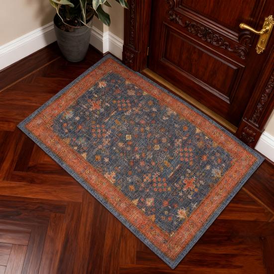 Yousheng Retro Entrance Rug Ethnic Style Doormat Farmhouse Non-Slip Floor Mat Absorbent Living Room Rug for Entryway Kitchen Bathroom