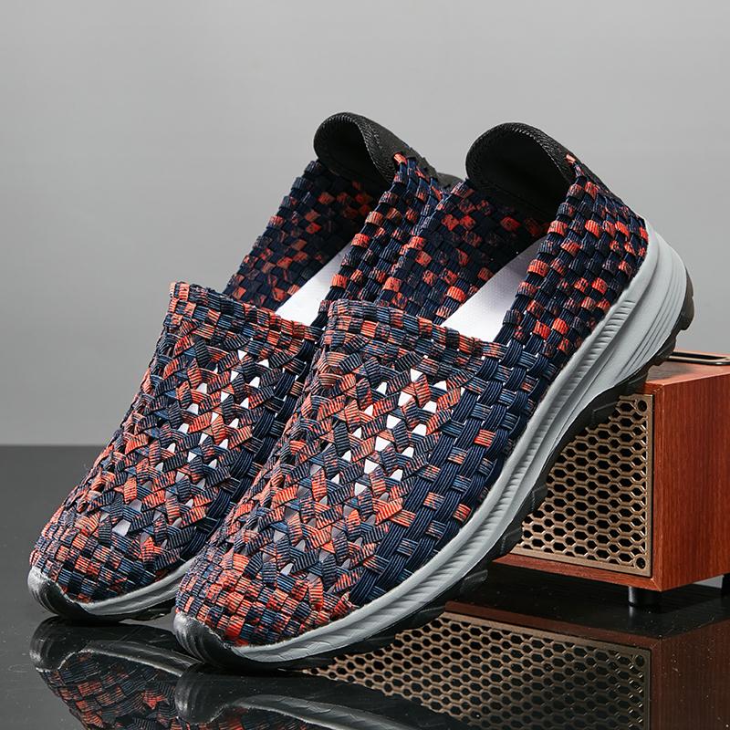 Men Camouflage Breathable Slip on Sneakers Men Summer Braid Beach Lazy Shoes Casual Weave Walking Flats