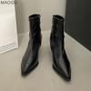 Side Zipper Pointed Toe Brown Short Boots for Women High Heel Ankle Boots Office Ladies Footwear Elegant Bottes Femmes Size35-40