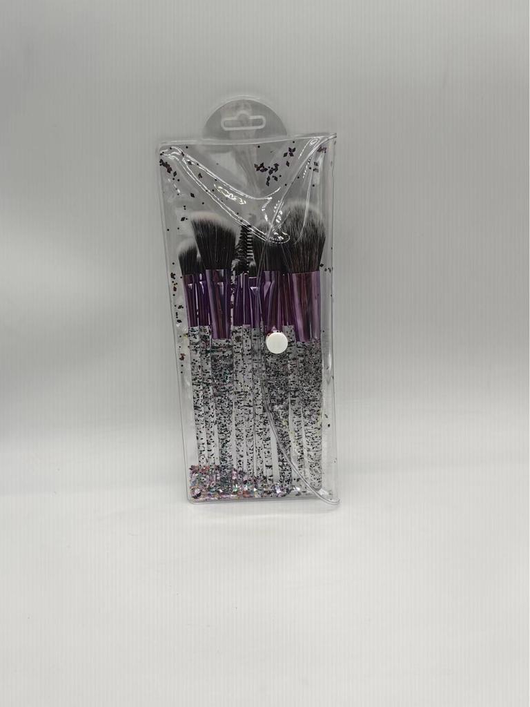 10-teiliges Make-up-Pinselset mit Kristallgriff und Glitzer, Fiberhaar für Gesicht & Auge