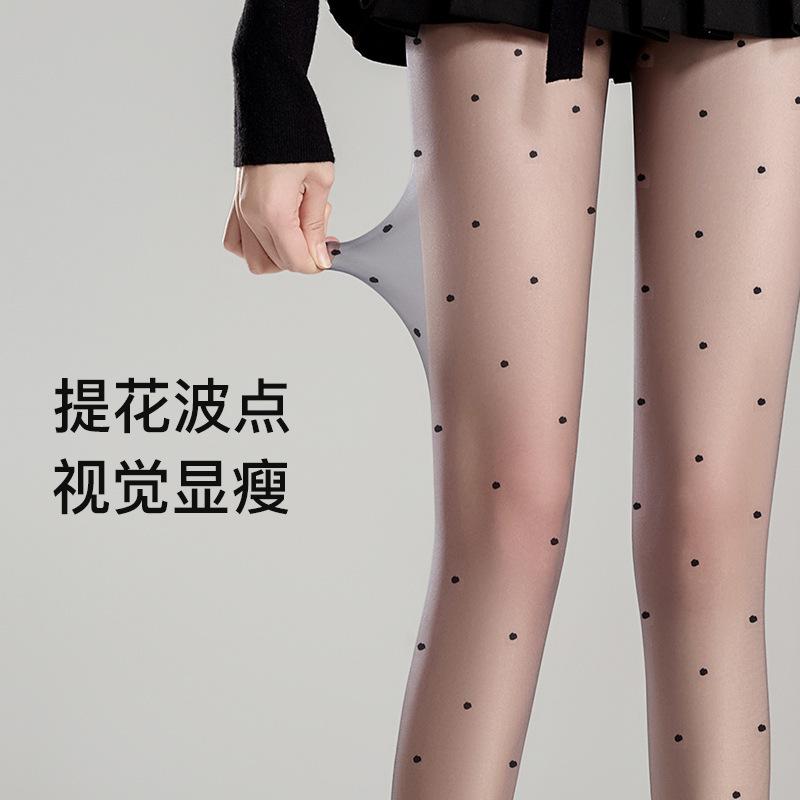 Women's Polka Dot Ultra-Thin Summer Stockings, Anti-Snag and Durable Jk Black Sheer Pantyhose with a Nude Look, Slimming Effect, Suitable for Tall