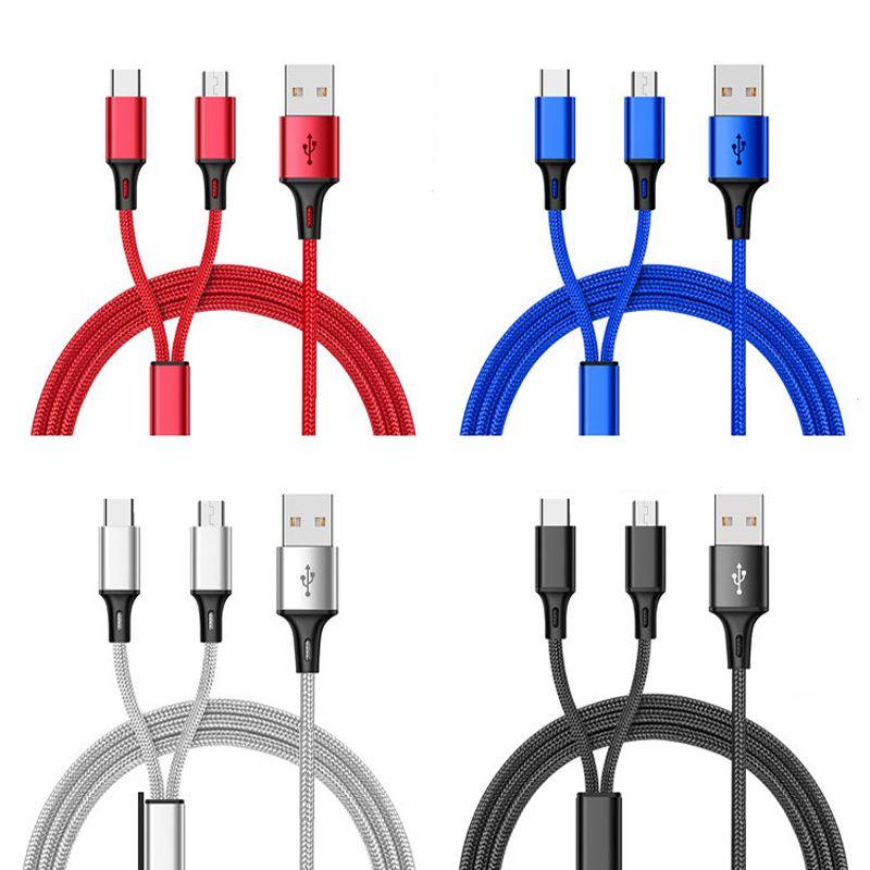Durable Handset Data Line Double Metal Woven Nylon Data Cable For Apple And Android Devices