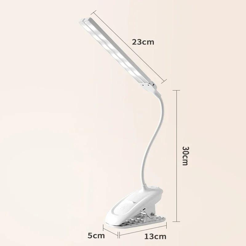 LED Double-headed Reading Table Lamp with Clip Touch Control Dimmable Light Eye Protection Mobile Phone Holder Led Desk Lamps